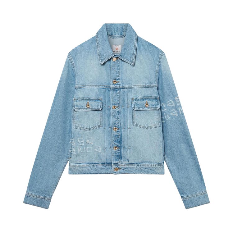 

Куртка Casablanca Graffiti Denim Jacket 'Light Blue Vintage Wash', синий