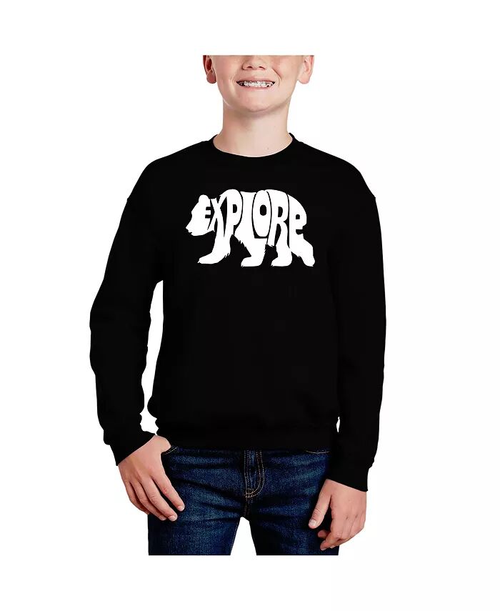 

Толстовка с круглым вырезом Boys Explore Word Art LA Pop Art, черный