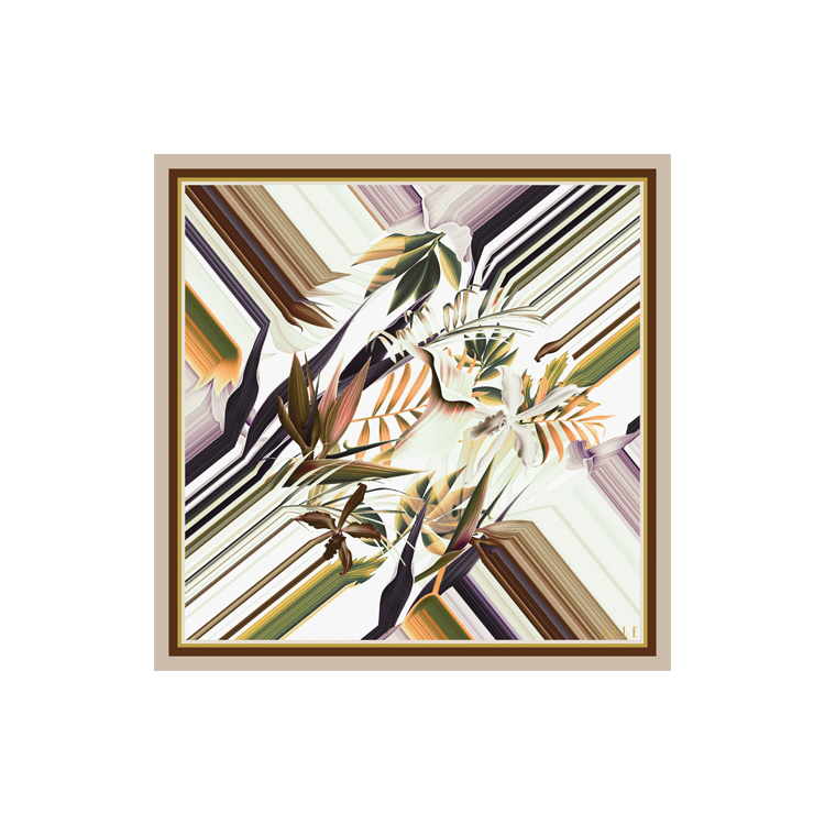 

Шарф из шелка Mulberry для женщин ELLE, coffee желтый[gift box set+silk scarf buckle]