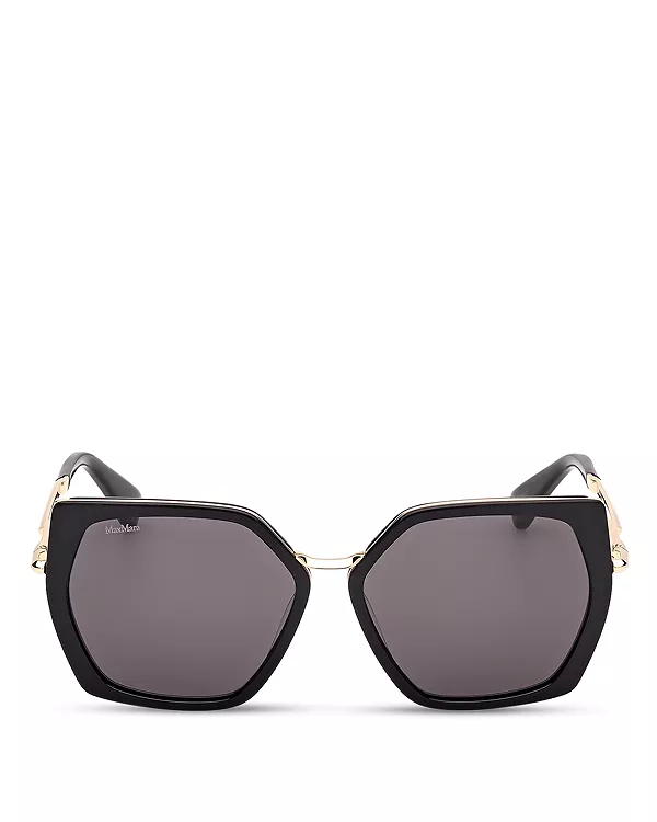 Геометрические солнцезащитные очки Miller, 56 мм Max Mara, черный — фото 2