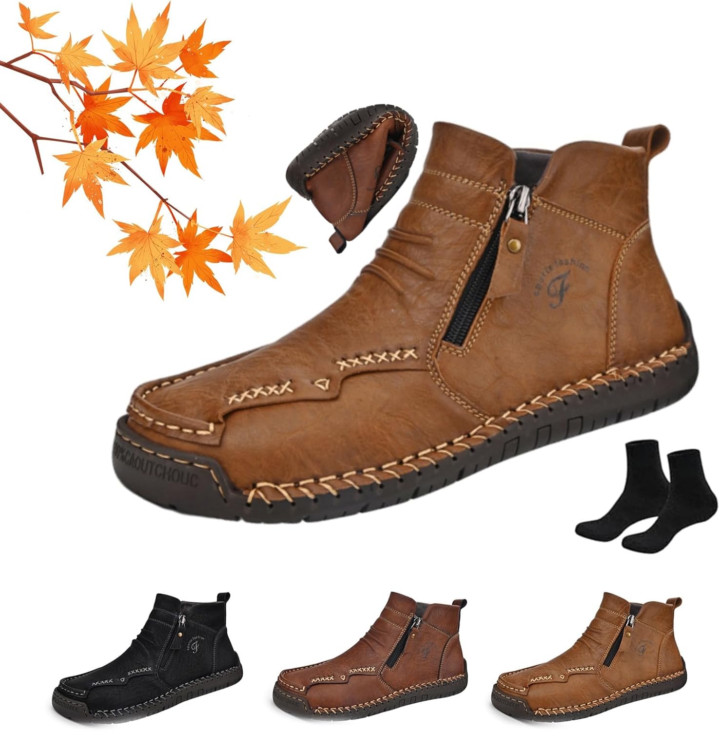 

Мужские ортопедические ботинки WXDSTW, мужские ручной работы из натуральной кожи, ортопедические лоферы, легкие, удобные, водонепроницаемые, с противоскользящей подошвой, с боковой молнией, без шнурков, хаки