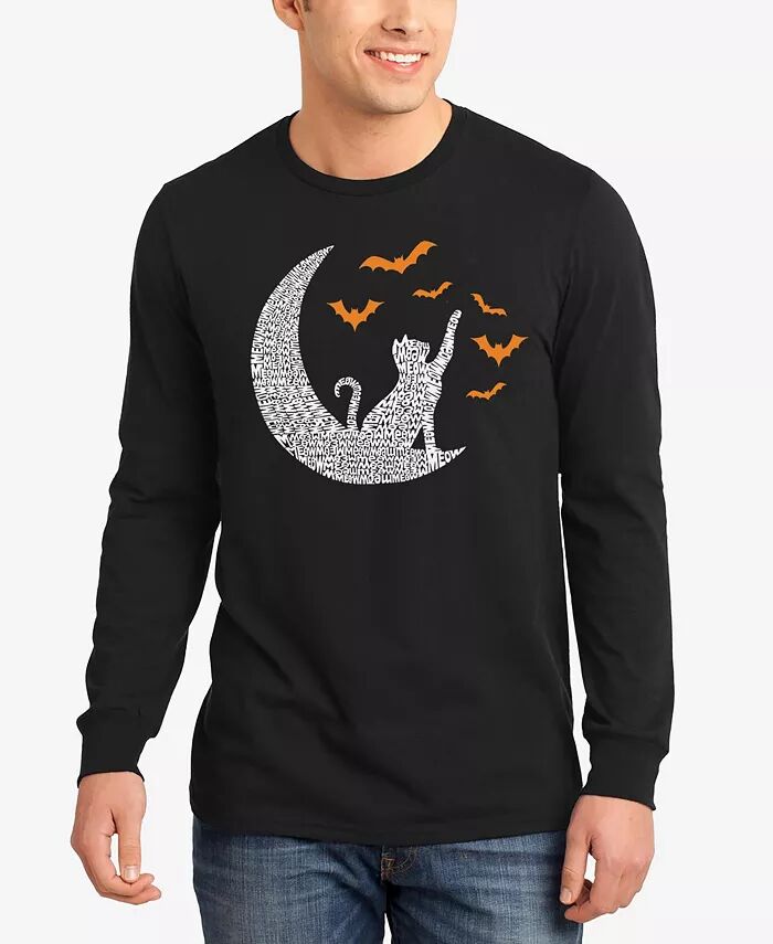 

Футболка мужская с длинным рукавом и надписью «Lunar Bats Word Art» LA Pop Art, черный