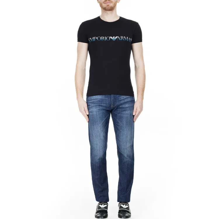 Джинсы прямого кроя с логотипом Emporio Armani Denim Blue — фото 4