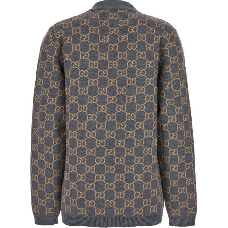 Реверсивный кардиган Gg Jacquard на пуговицах GUCCI, серый — фото 4