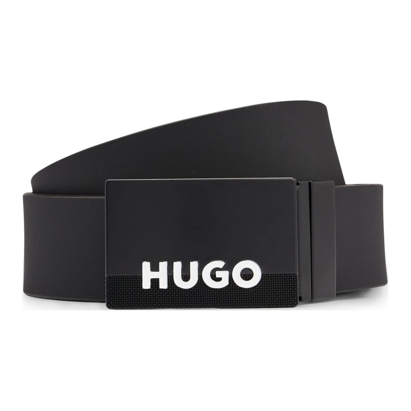 

HUGO BOSS Двусторонний мужской ремень из спилка черный ширина 3 5 см, Black