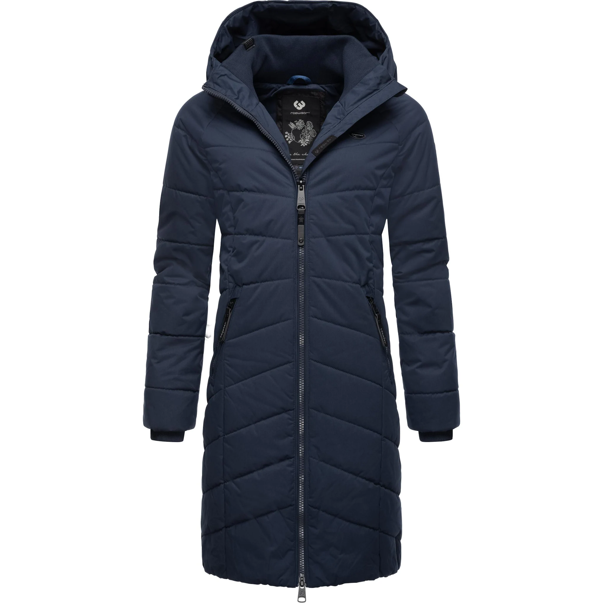 

Стеганое пальто Ragwear "Dizzie Coat", стильная стеганая зимняя парка с капюшоном на подкладке, цвет морской волны