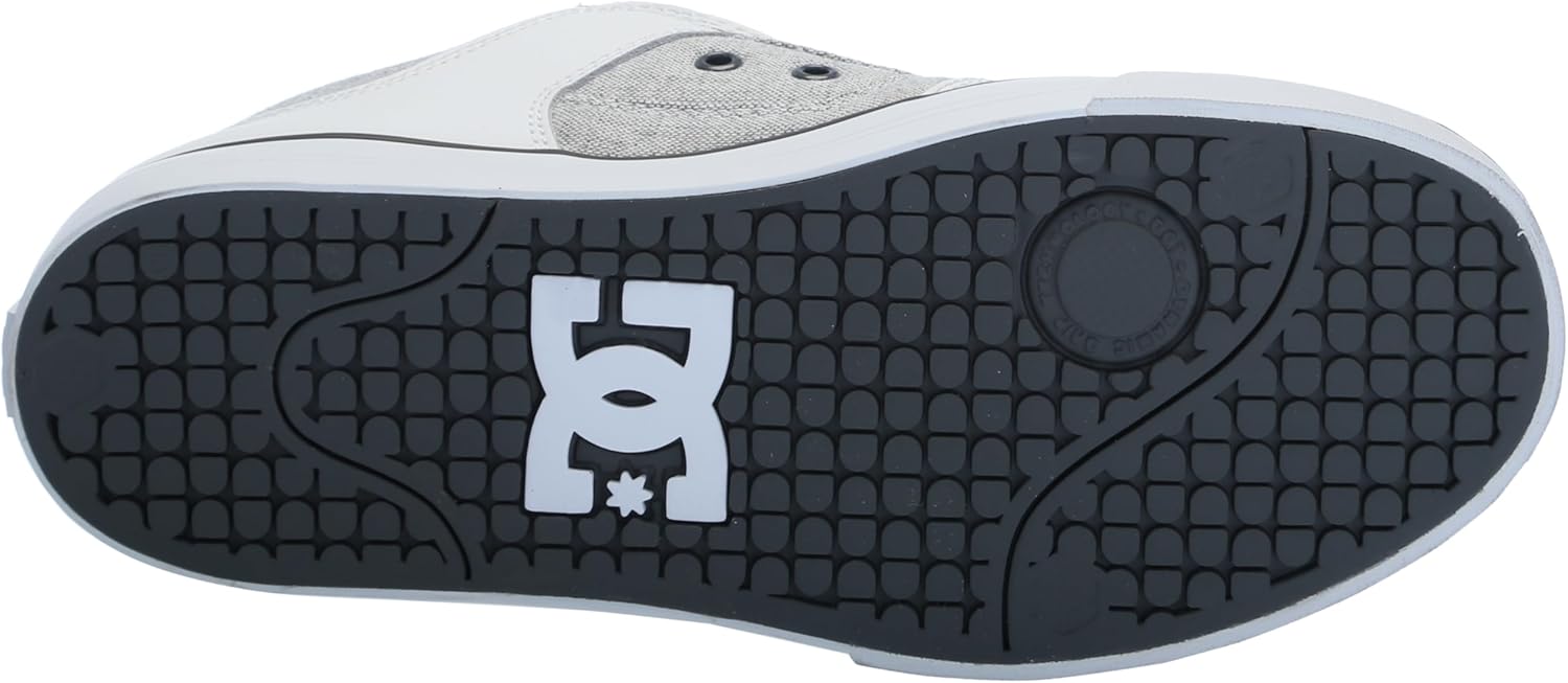 Мужские кеды DC Mens Pure Low Top с низким верхом на шнуровке для повседневного ношения и скейтбординга Dc Shoes, белый/серый — фото 4