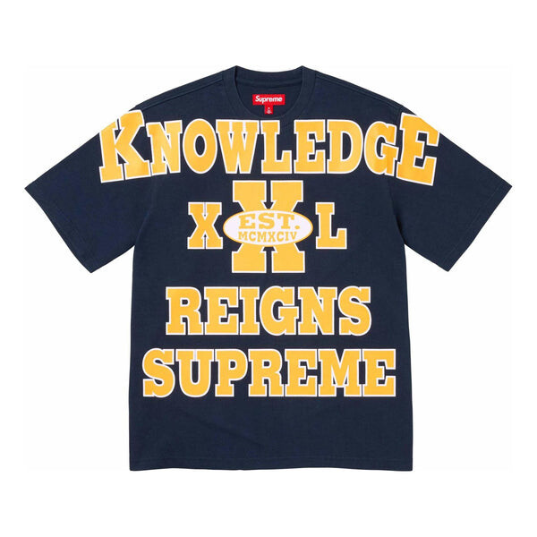 

Футболка overprint knowledge s/s top 'navy yellow' Supreme, синий