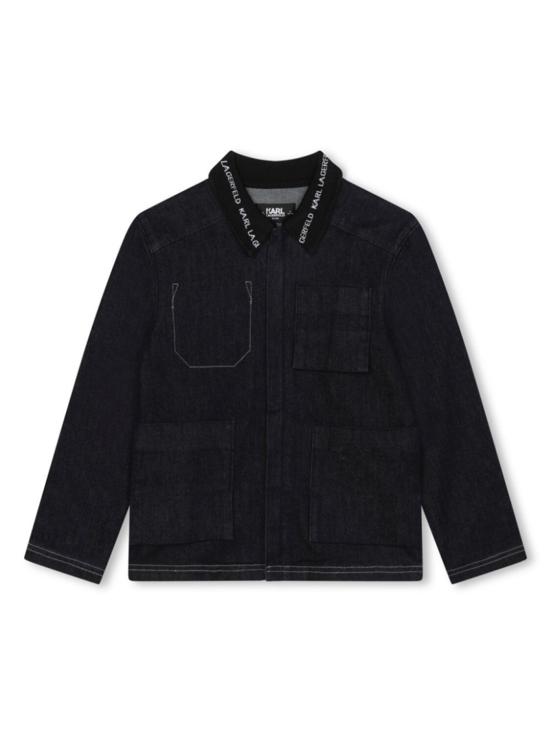 

Karl Lagerfeld Kids джинсовая куртка с логотипом на воротнике, черный