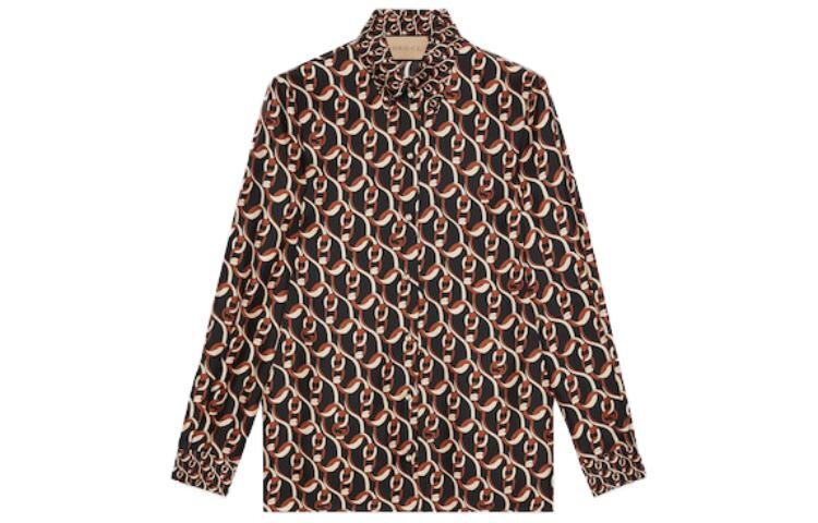Рубашка женская Gucci классическая, премиальное качество, коричневый
