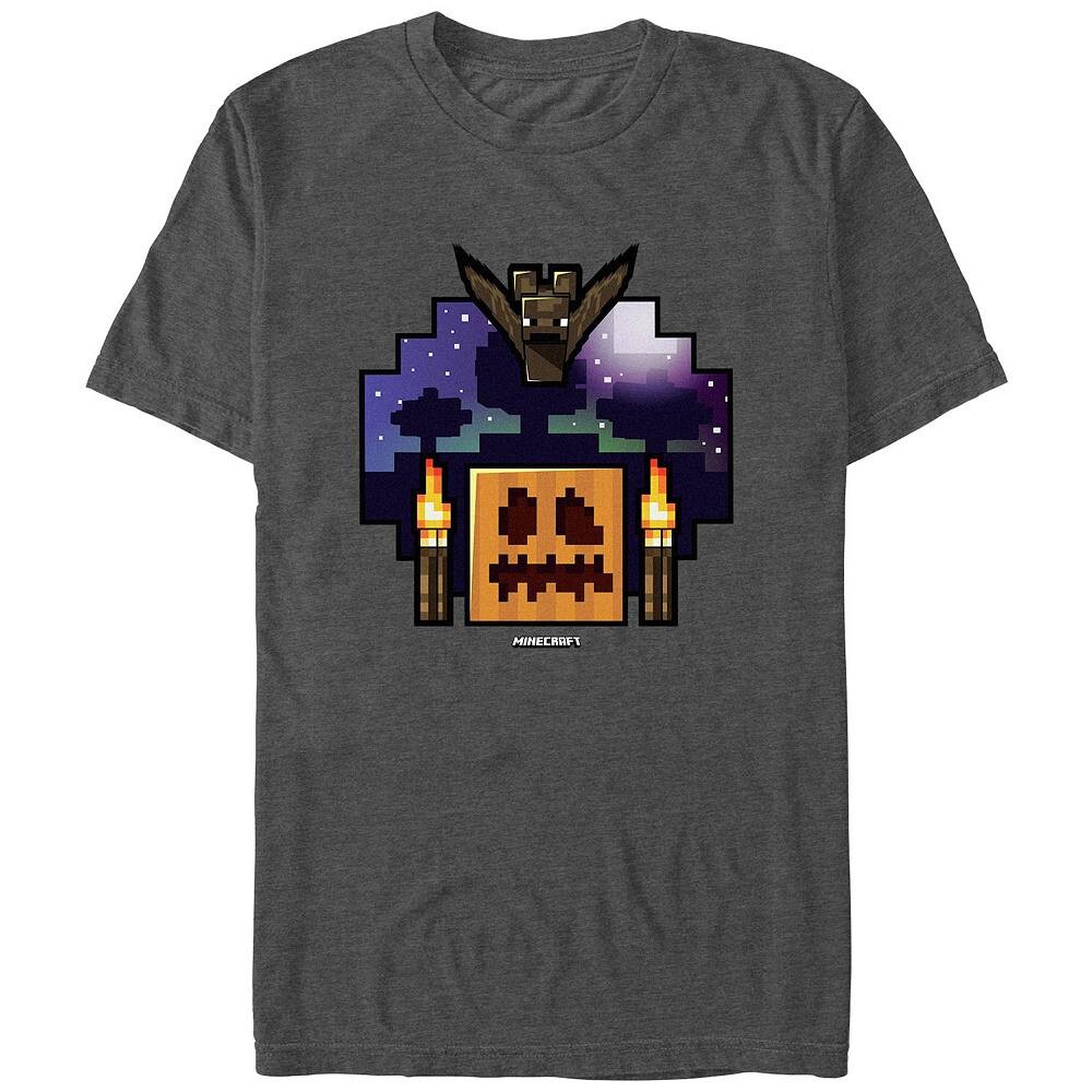

Мужская футболка с рисунком тыквы Minecraft Terrified Licensed Character, цвет Charcoal Heather