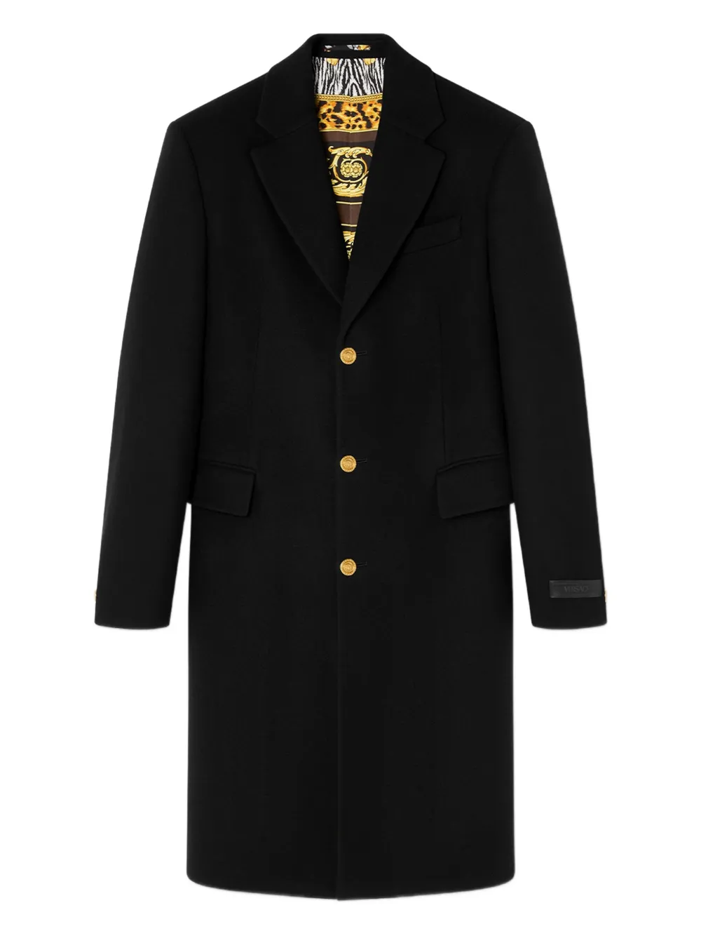 

Шерстяное пальто Versace, черный