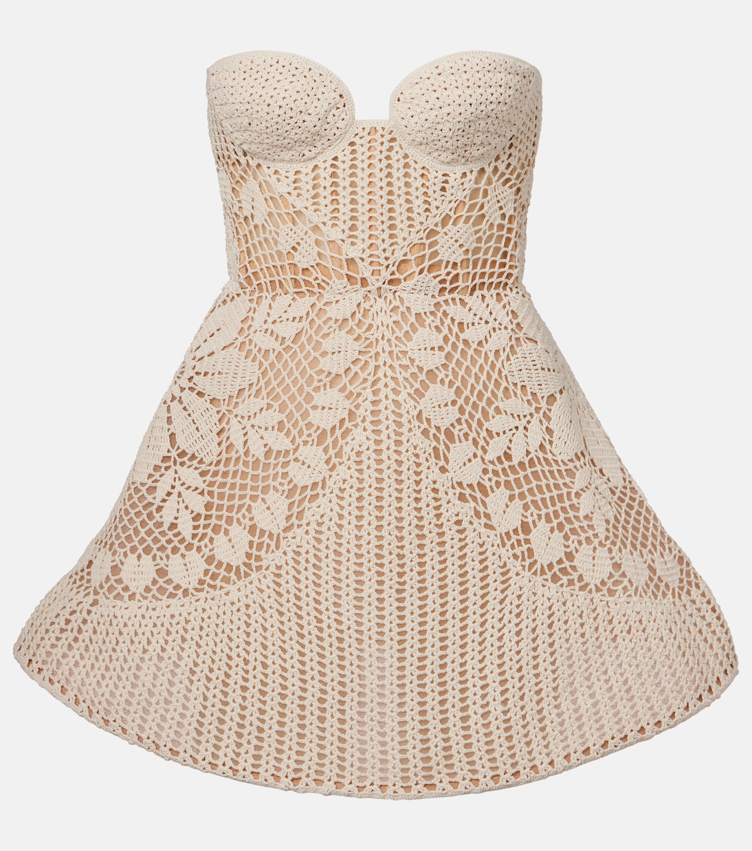 

Платье-бюстье из хлопка, связанное крючком Magda Butrym, кремовый