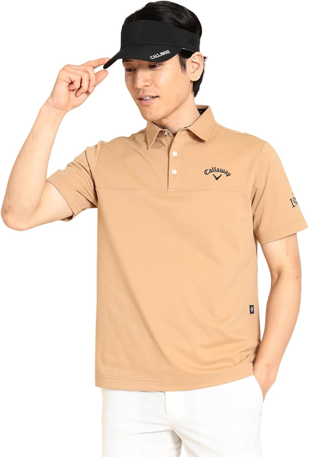 

Мужская поло-рубашка Callaway C23234100 с коротким рукавом (впитывает пот, быстро сохнет, защищает от УФ-излучения), для игры в гольф, бежевый