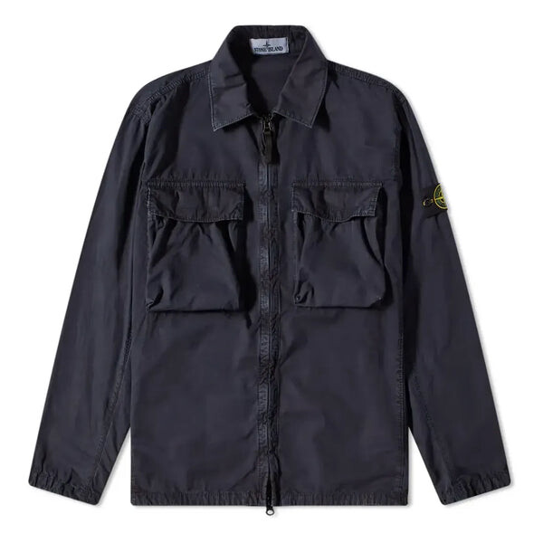 

Куртка brushed cotton 2-pocket shirt jacket 'navy' Stone Island, синий