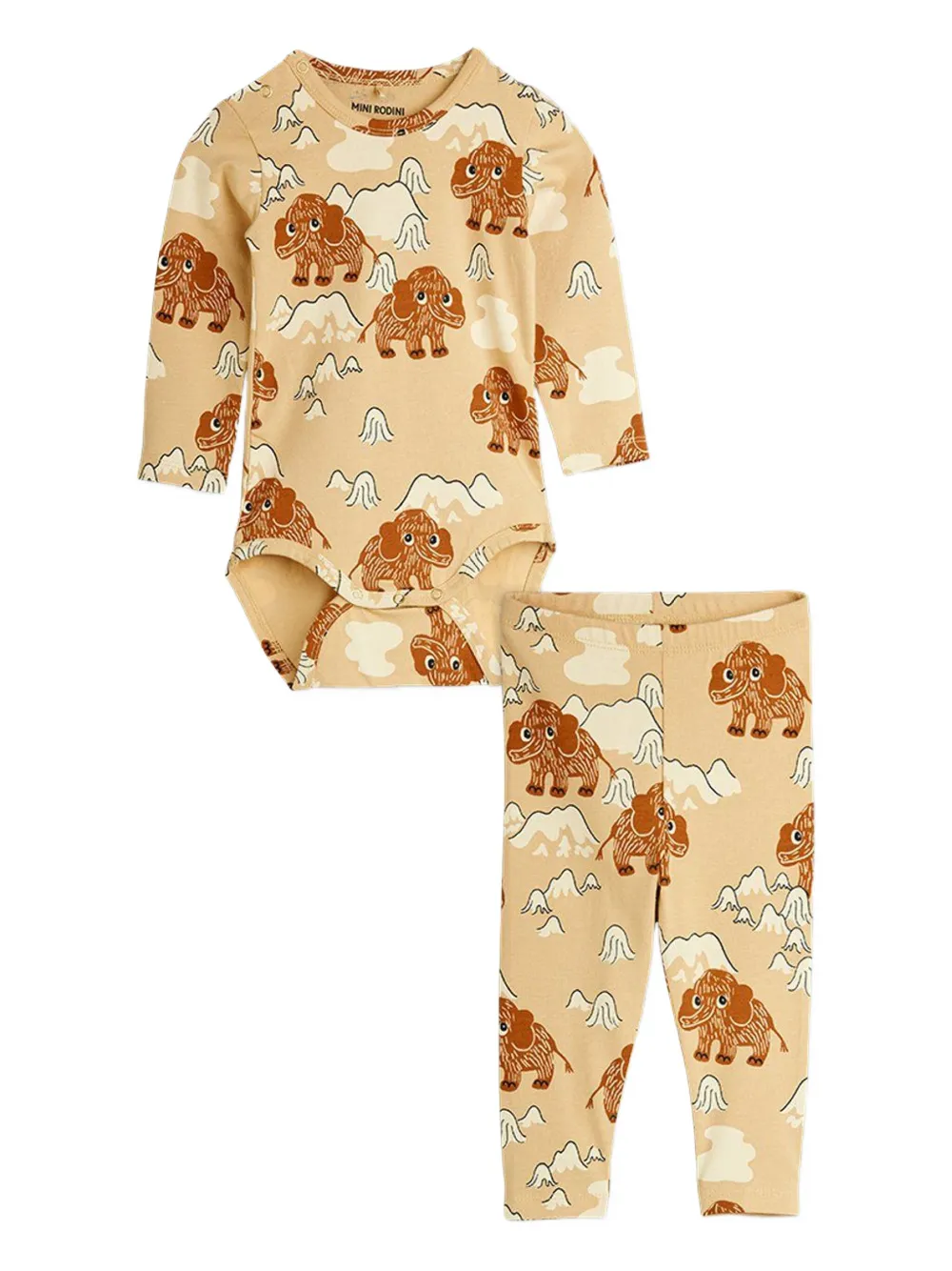 

Детская одежда с принтом и длинными рукавами Mini Rodini, бежевый