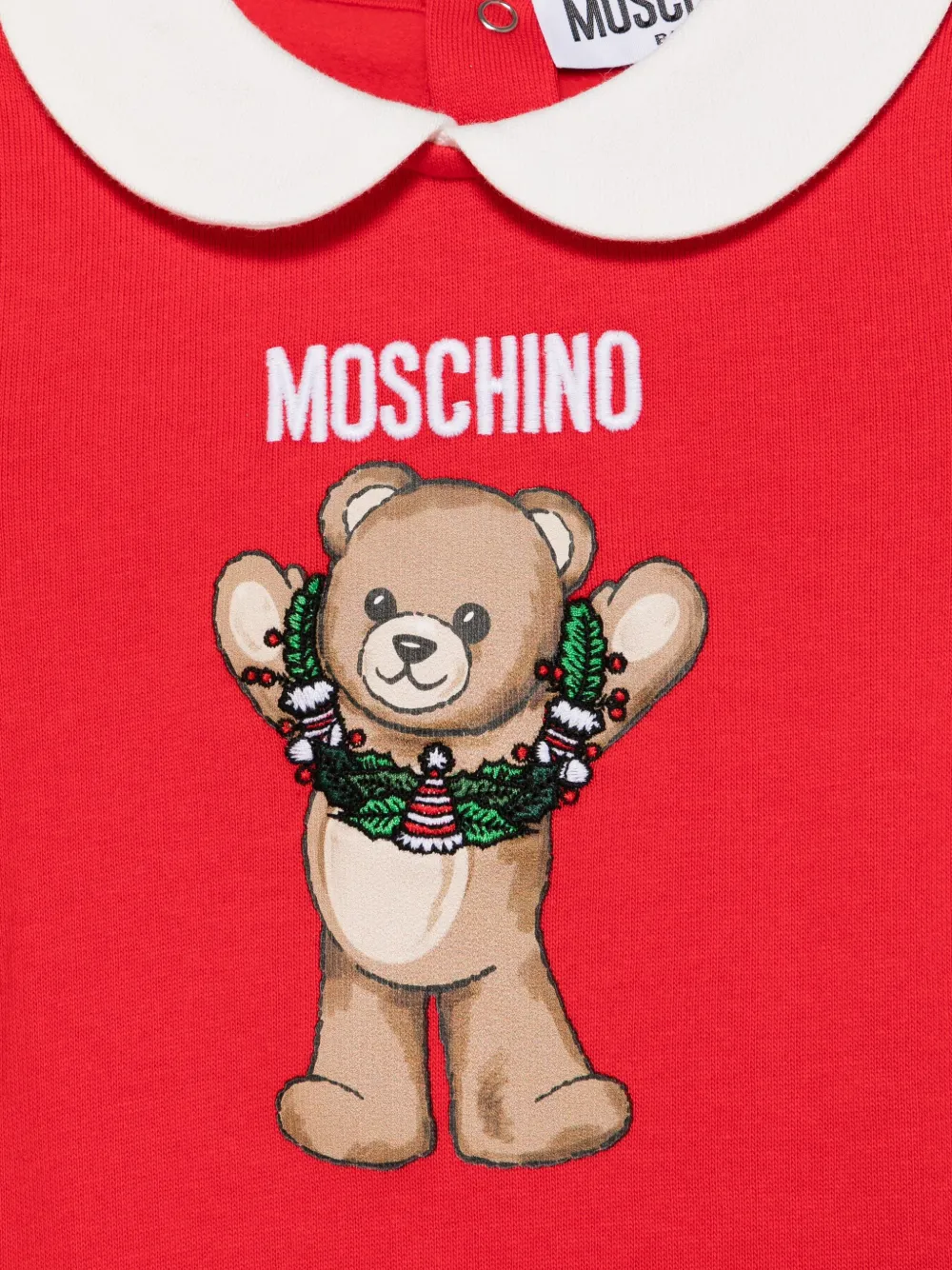 Пижама с воротником Питер Пэн Moschino Kids, красный — фото 3