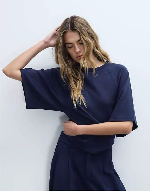 

Темно-синяя футболка с короткими рукавами Stradivarius Soft-touch, Синий, Темно-синяя футболка с короткими рукавами Stradivarius Soft-touch