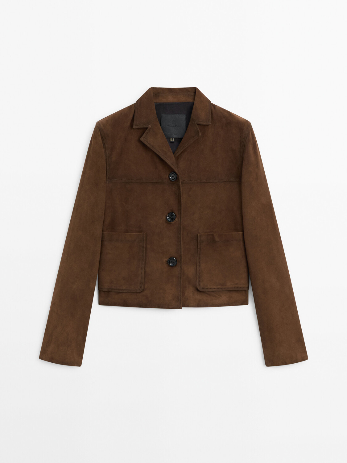 

Короткая замшевая куртка с карманами Massimo Dutti, коричневый