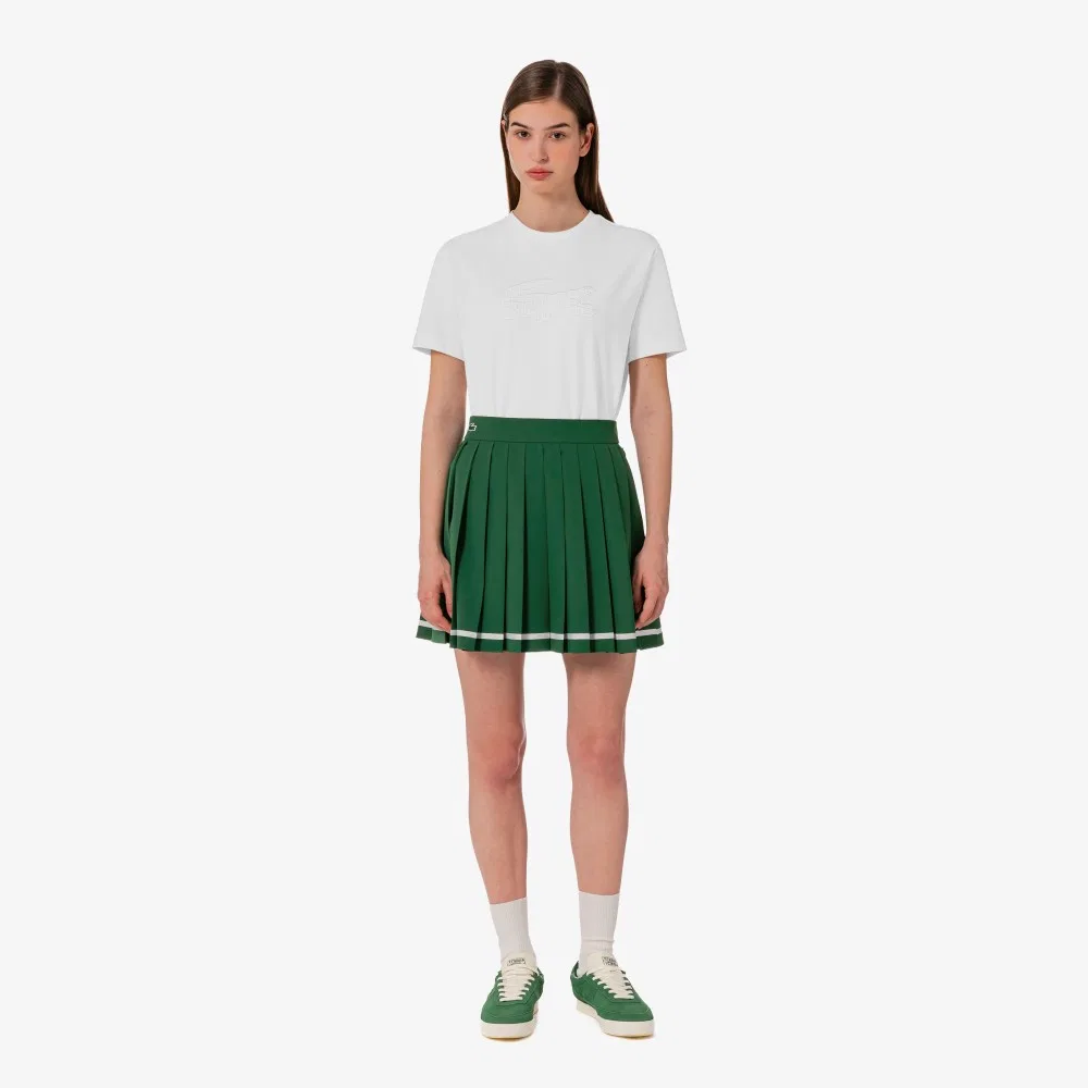 Женская теннисная юбка с тесьмой зелёного цвета от Lacoste — фото 4