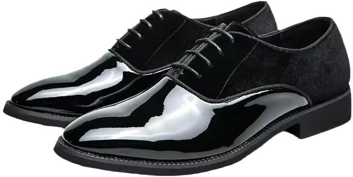 

Мужские лаковые туфли-оксфорды с заостренным носком на шнуровке, официальные, размеры US6-13 Waolsu, черный