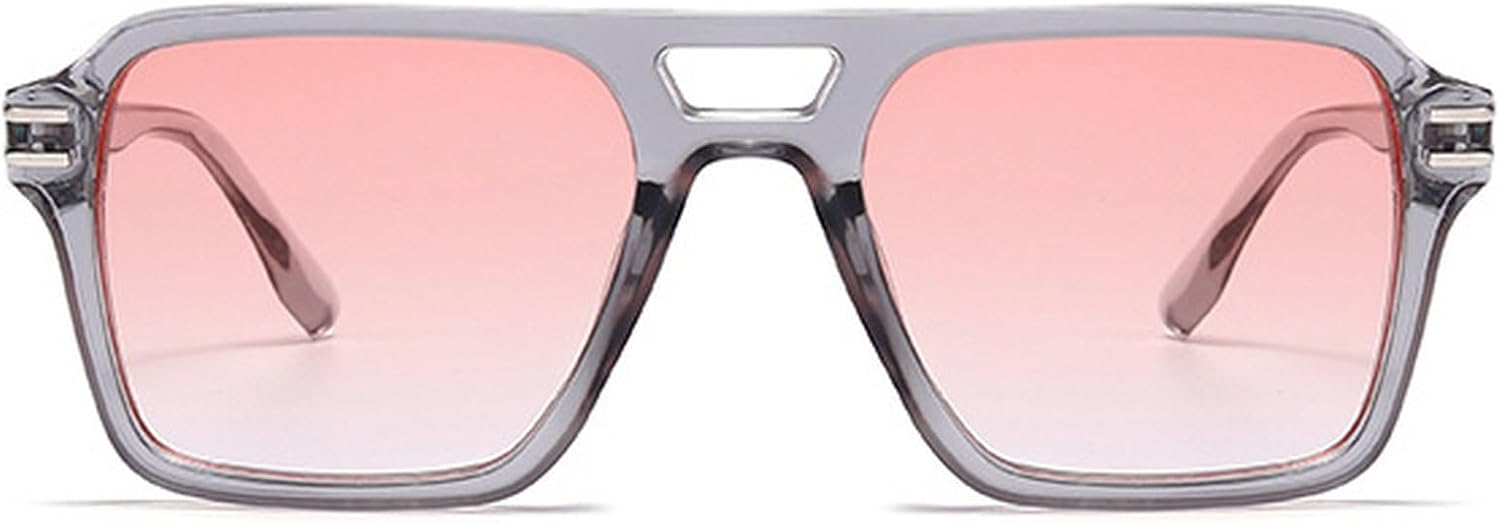 

Ретро-солнцезащитные очки квадратной формы для женщин, модные очки с двойной перемычкой, градиентные линзы, защита от УФ-излучения UV400, трендовые мужские солнцезащитные очки-пилот mincl, Gray Light Pink