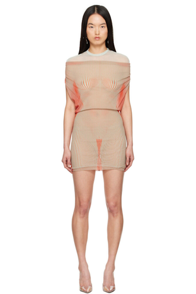 

Мини-платье «The Short Draped Body Morphing» в сине-оранжевом цвете Jean Paul Gaultier