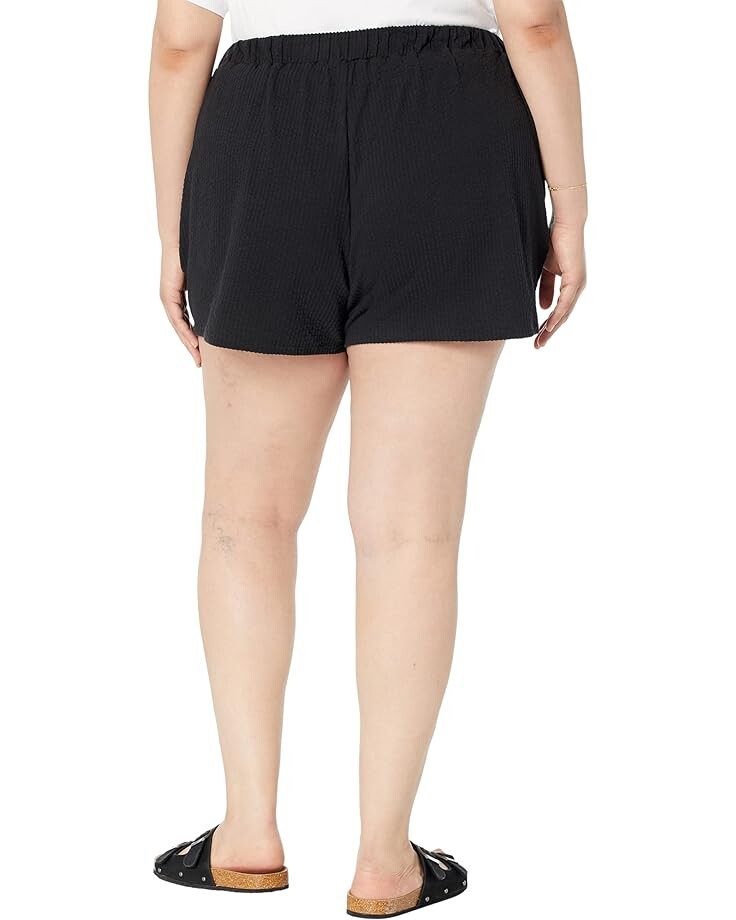 

Шорты Madewell Plus Knit Seersucker Drawstring Shorts, реальный черный