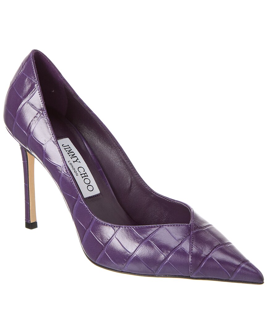 Джимми Чу Касс 95 Туфли-лодочки из кожи с тиснением под крокодила Jimmy Choo, фиолетовый