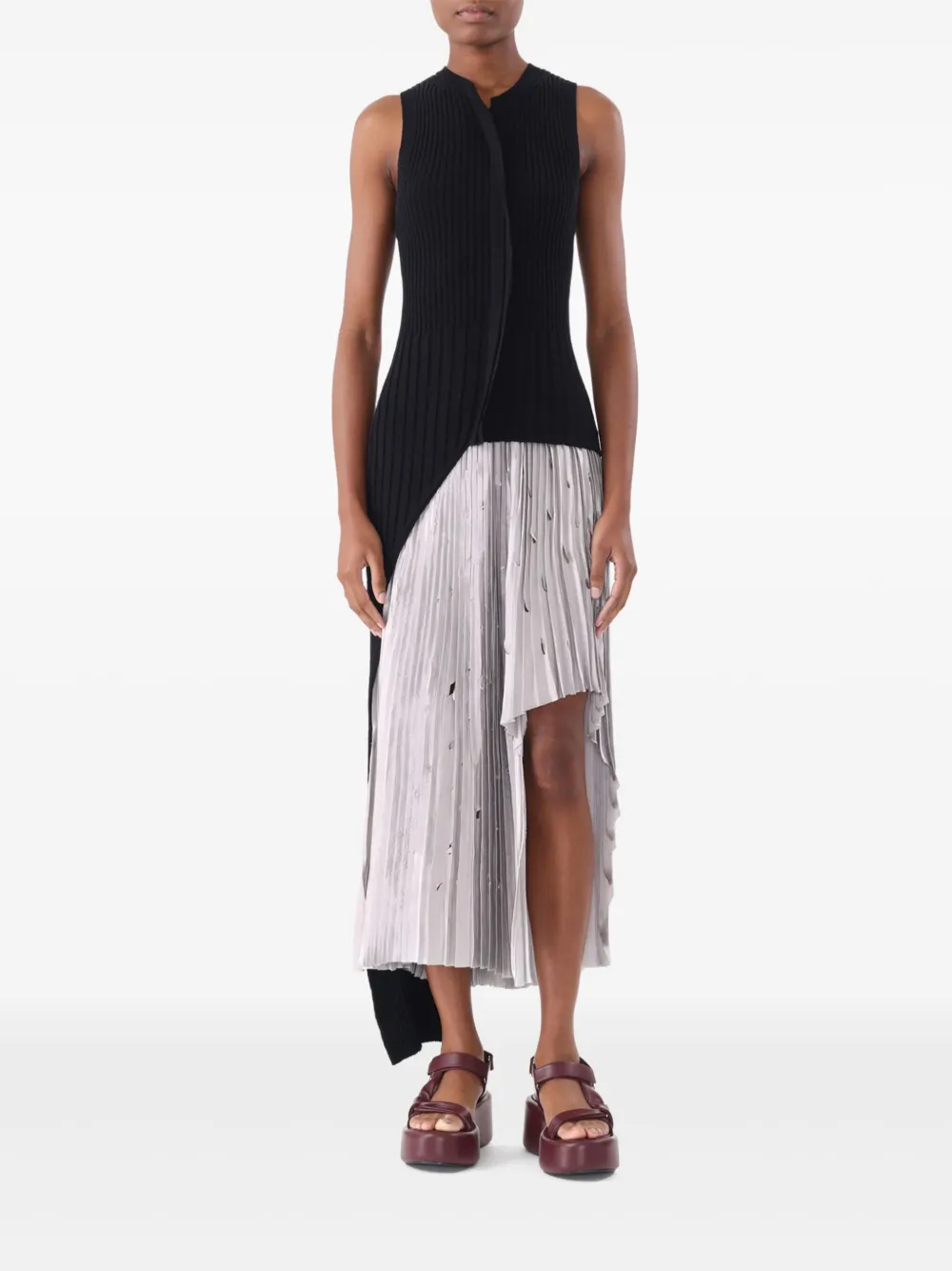 

Топ в рубчик асимметричного кроя Jason Wu Collection, черный