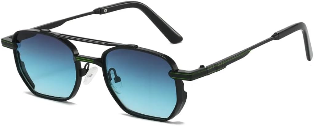 

Солнцезащитные очки для мужчин и женщин - защита UV400 - двойная градиентная металлическая оправа для занятий спортом на открытом воздухе и вождения DSVIGF, Black Grey Blue