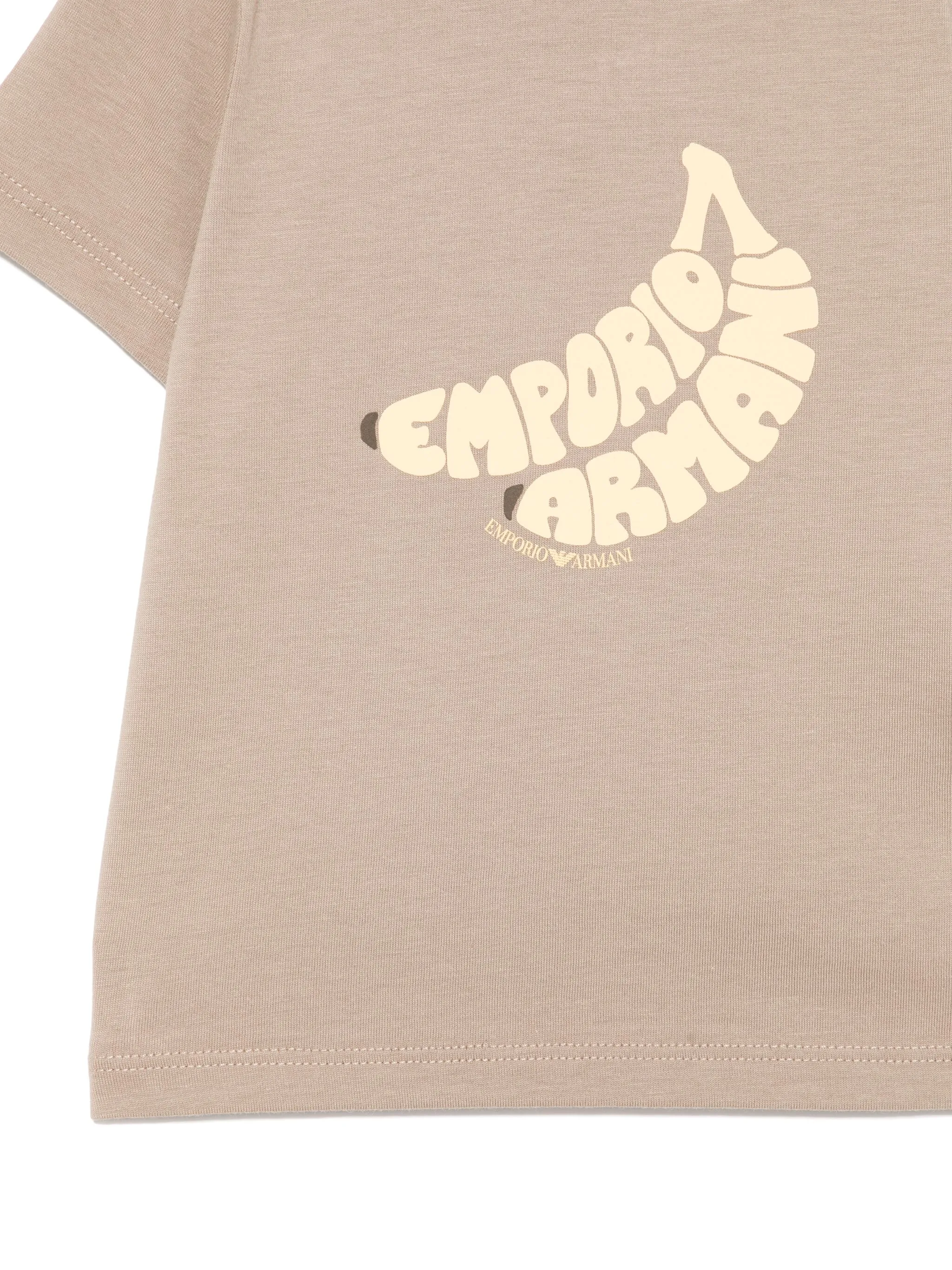 Футболка с графичным принтом Emporio Armani Kids, коричневый — фото 3
