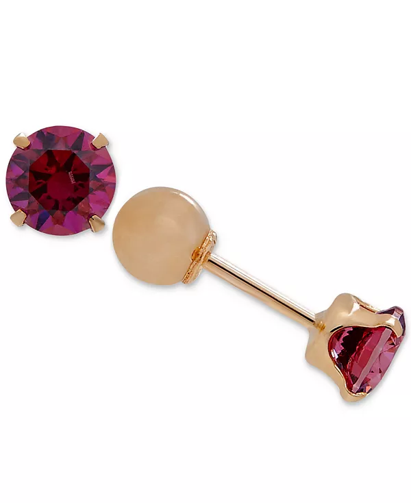 

Детские двусторонние серьги с кубическим цирконием из 14-каратного золота Macy'S, july