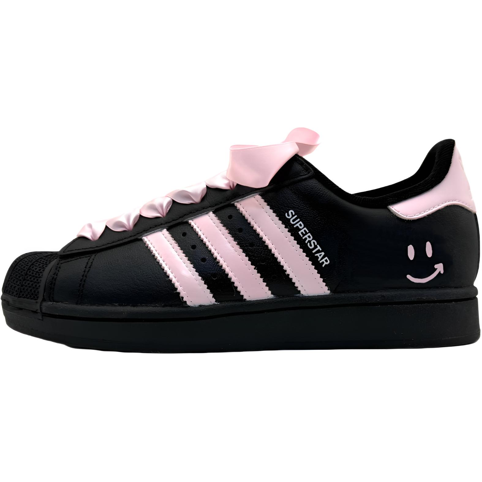 

Adidas Originals Superstar 2 амортизация, износостойкие низкие детские скейтбординг обувь black pink unisex