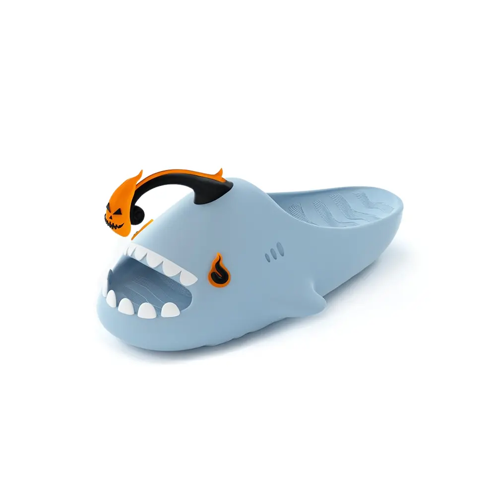 

HelloSlippers Акульи призрачные огненные тыквы, унисекс слайдеры Sharkicks синие, цвет Blue