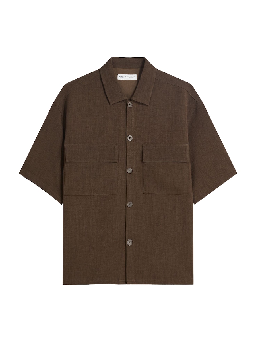 

Рубашка на пуговицах Comfort fit Bershka, шоколадный