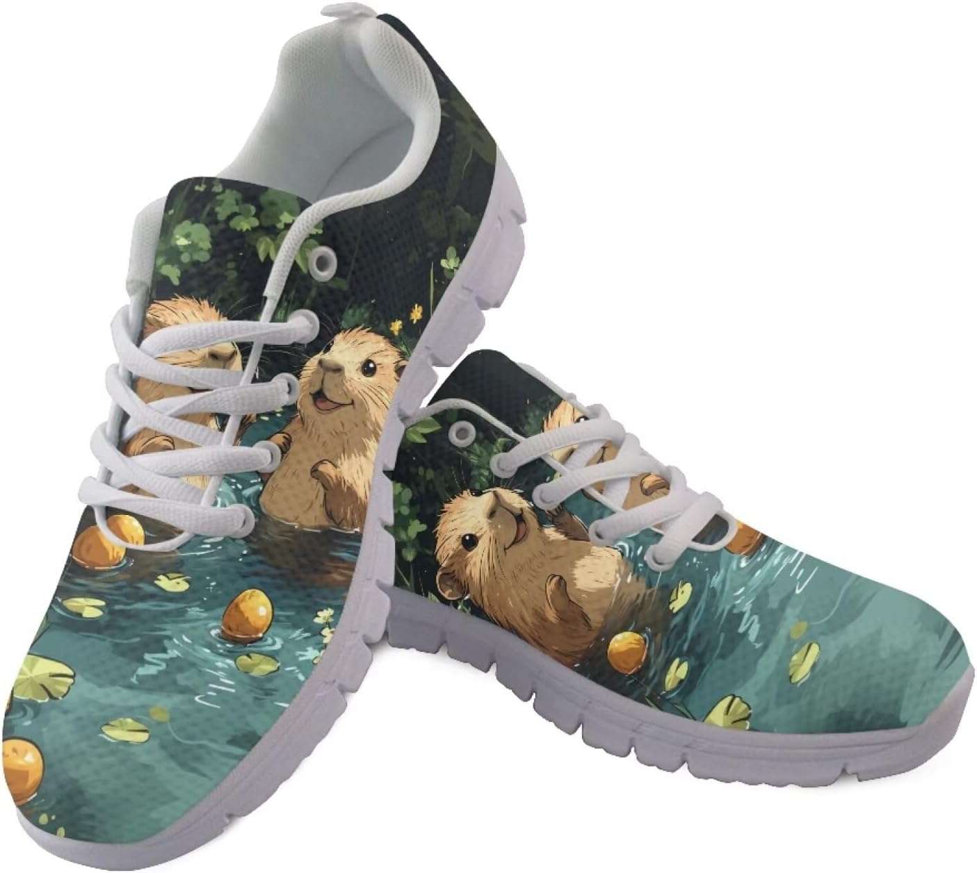 

Кроссовки Jeiento Fashion для бега и прогулок на шнуровке для мужчин и женщин, удобная сетчатая обувь для тенниса, повседневная обувь для работы и путешествий, Lovely Capybara