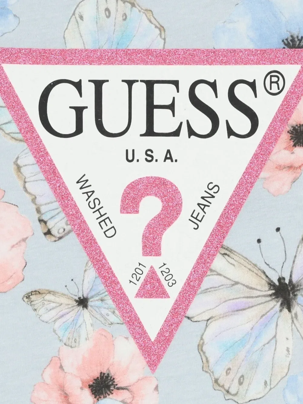 Футболка с принтом бабочек Guess Kids, синий — фото 2