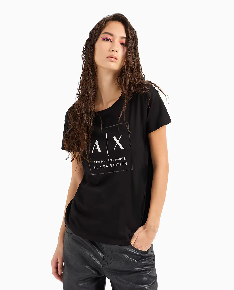 

Женская футболка с короткими рукавами Armani Exchange, черный