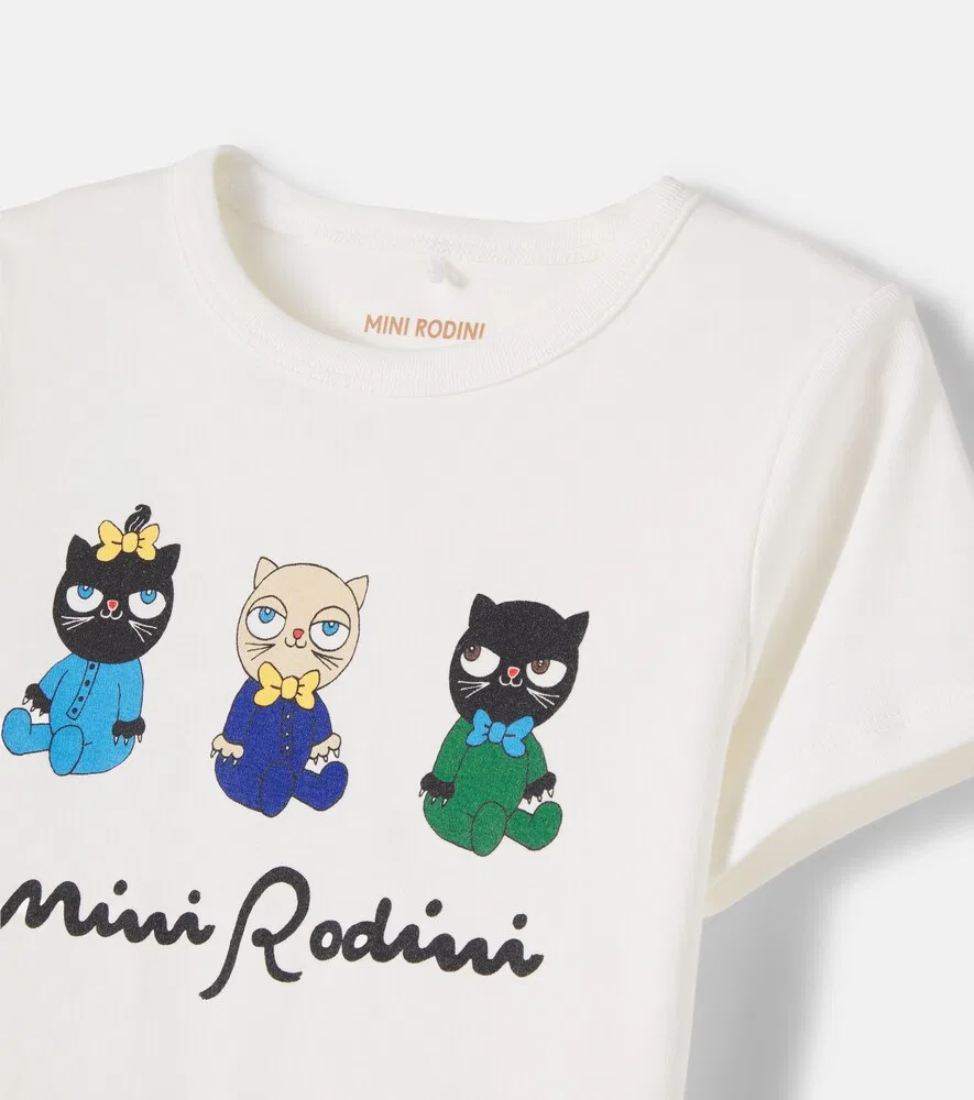 Футболка из хлопкового трикотажа с принтом Mini Rodini, белый — фото 4