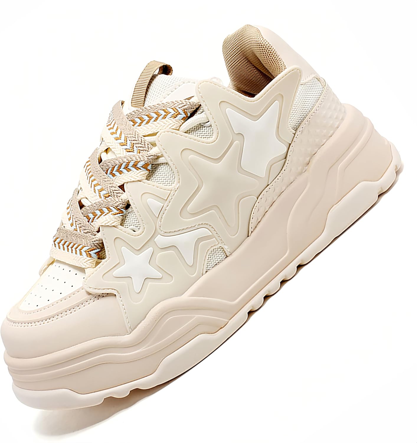 

Унисекс звездные повседневные кроссовки для ходьбы, женская мода, милые платформенные массивные кроссовки, модные и удобные мужские теннисные New Shita, бежевый