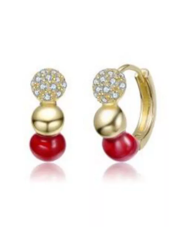 

Серьги-Кольца с покрытием из 14-каратного золота, красной эмалью и прозрачными кубическими цирконами Gigigirl, gold