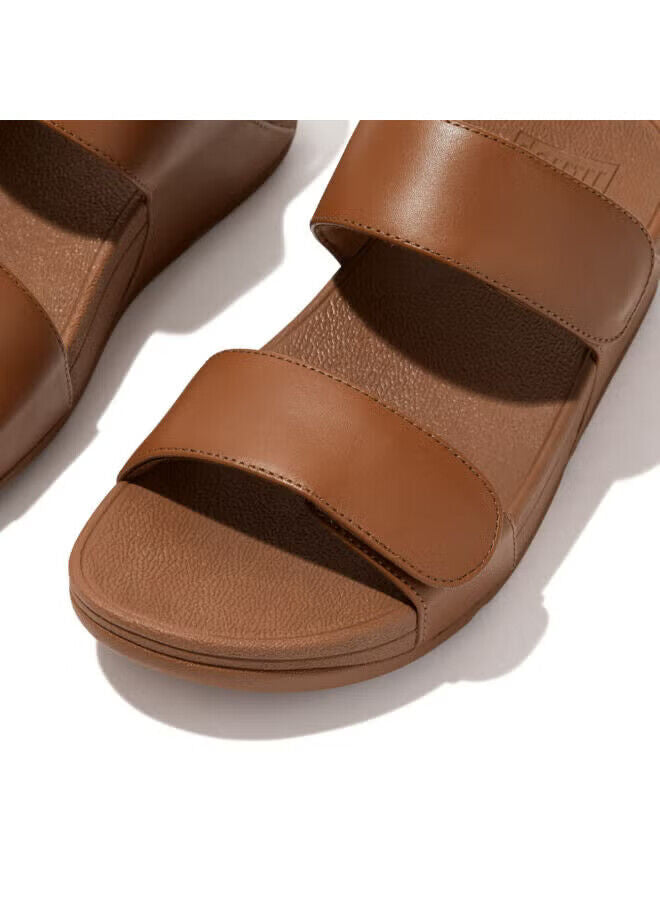 FitFlop Lulu FV6-592 Slides Sandals Women's Light Tan Leather Adjustable Slip On, коричневый — фото 4
