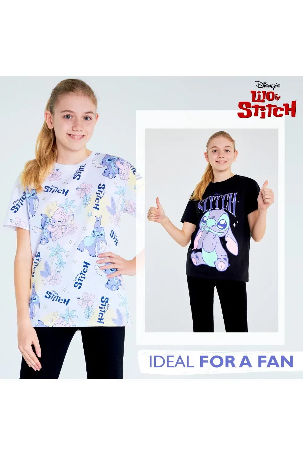 Футболки Disney Stitch для девочек, набор 2 шт., хлопок, мультиколор — фото 4