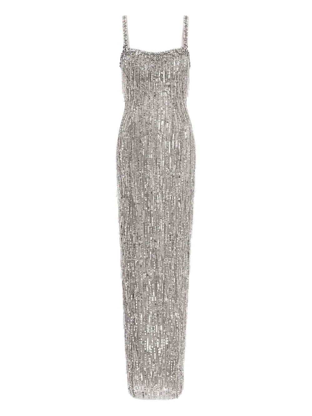 

Платье макси с цветочным декором Jenny Packham, серый