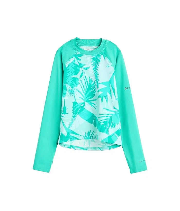 Футболка с длинным рукавом Omni-Shade Sandy Shores Printed Long Sleeve Sunguard Columbia Kids, Lavender Pearl/Stormwatch