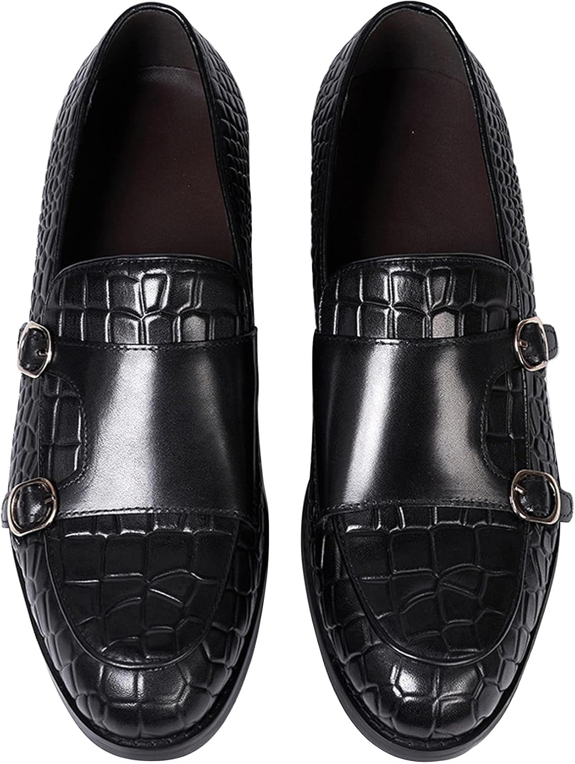 

Мужские лоферы с монковой пряжкой, официальная обувь из натуральной кожи с крыловидным носком, мокасины для бизнеса и повседневной носки, туфли для выпускного, свадьбы, костюма, удобные модные туфли с тиснением под крокодила для мужчин Santimon,...
