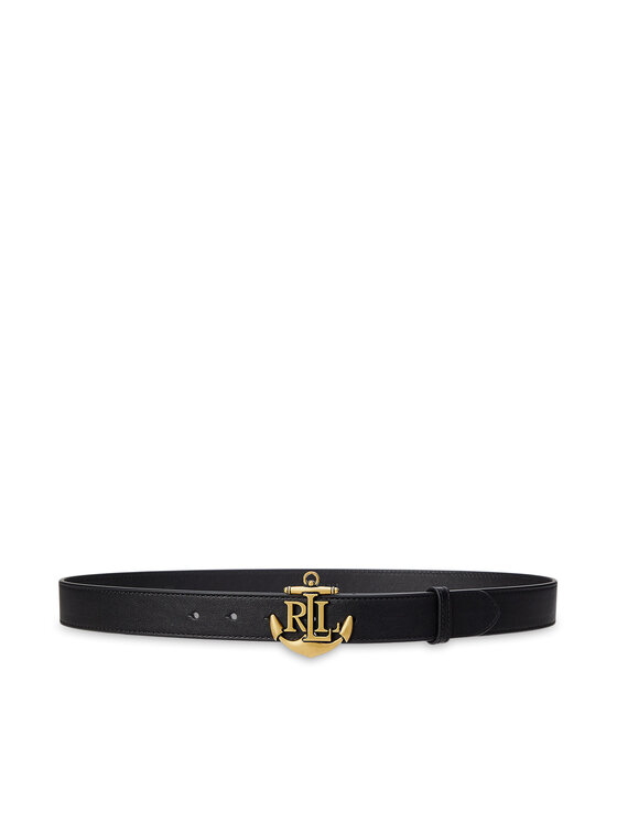 

Женский ремень Anchor-Logo Skinny Leather Belt 412957004001 Lauren Ralph Lauren, черный