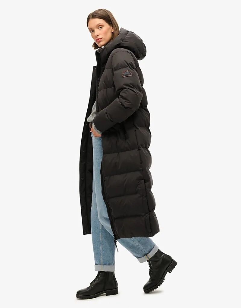 

Удлиненная куртка-пуховик из микрофибры черного цвета Superdry