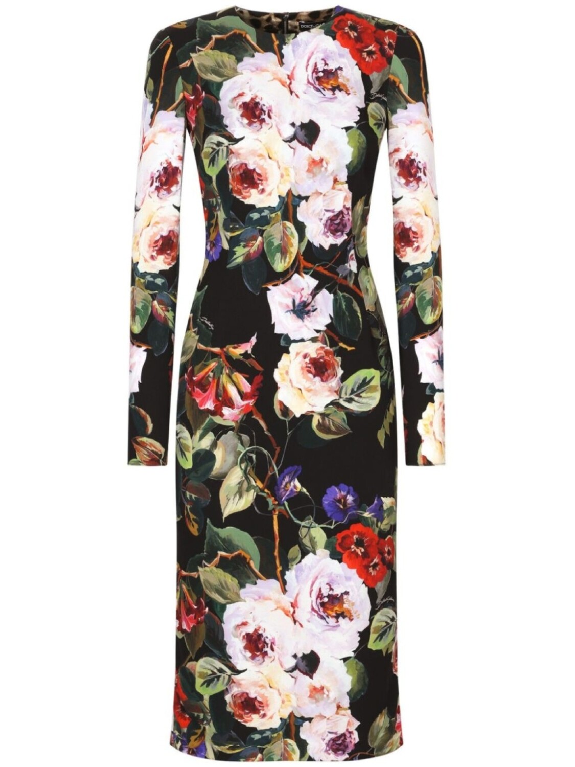 

Dolce & Gabbana платье миди с цветочным принтом и длинными рукавами, черный